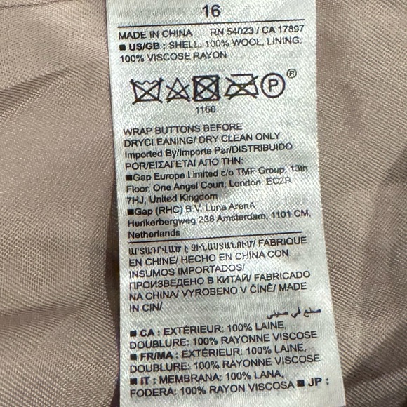 Banana Republic Taupe Herringbone Wool Flannel Crop Blazer Size 16 NWOT - Picture 10 of 11